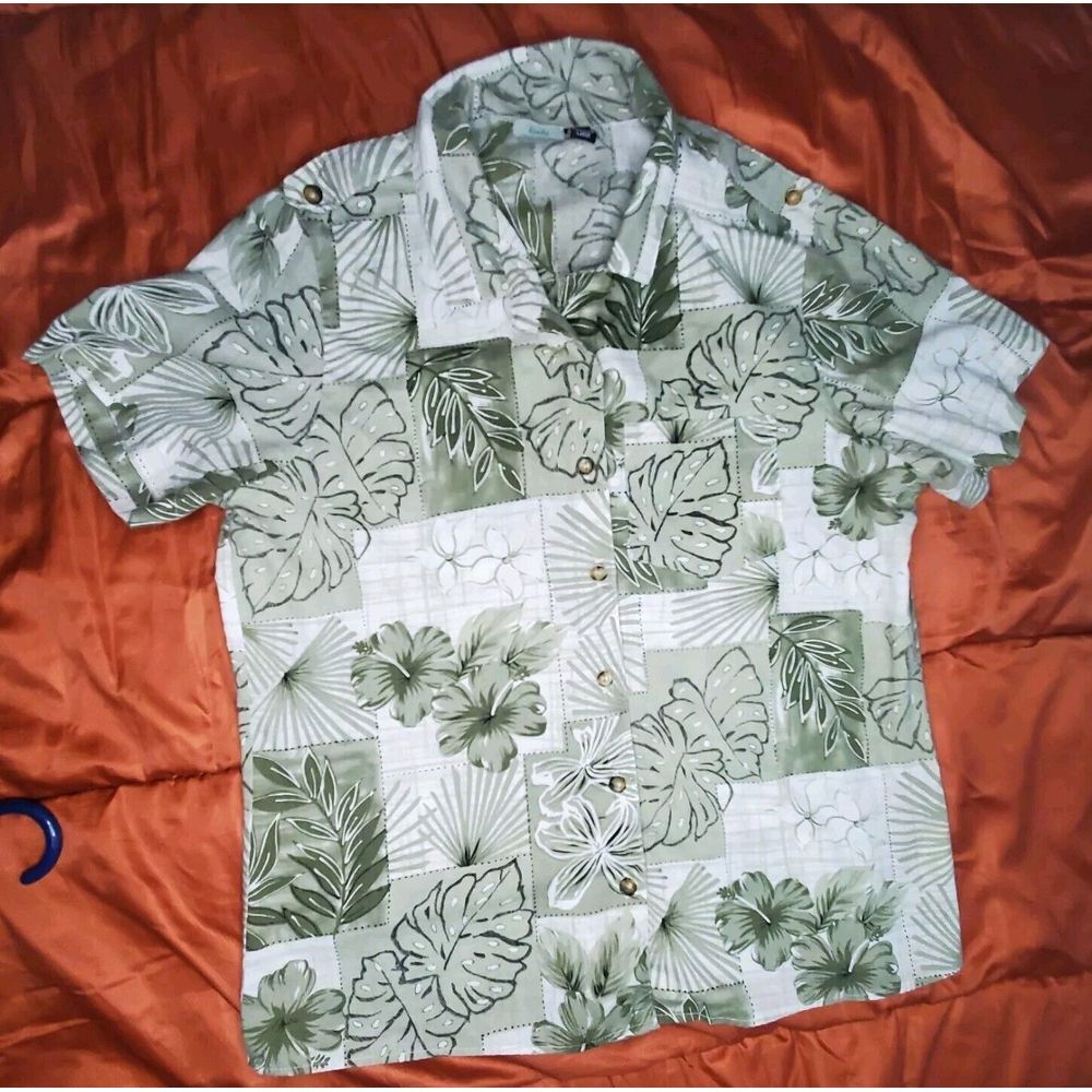 Vintage Tapestry Shirt Mens LARGE USA Hawaiian Tiki‎ Aloha Batik Camp Plus